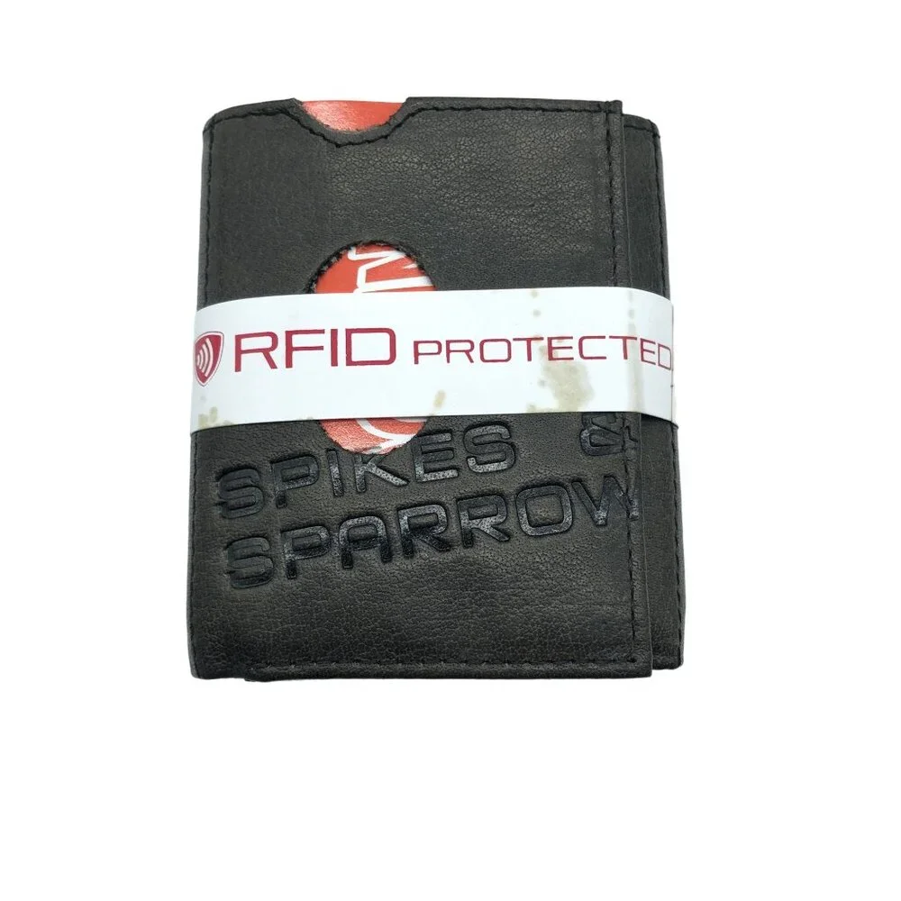 Spikes & Sparrow Austin RFID Protected Leather Wallet With Box Gray Style 16530